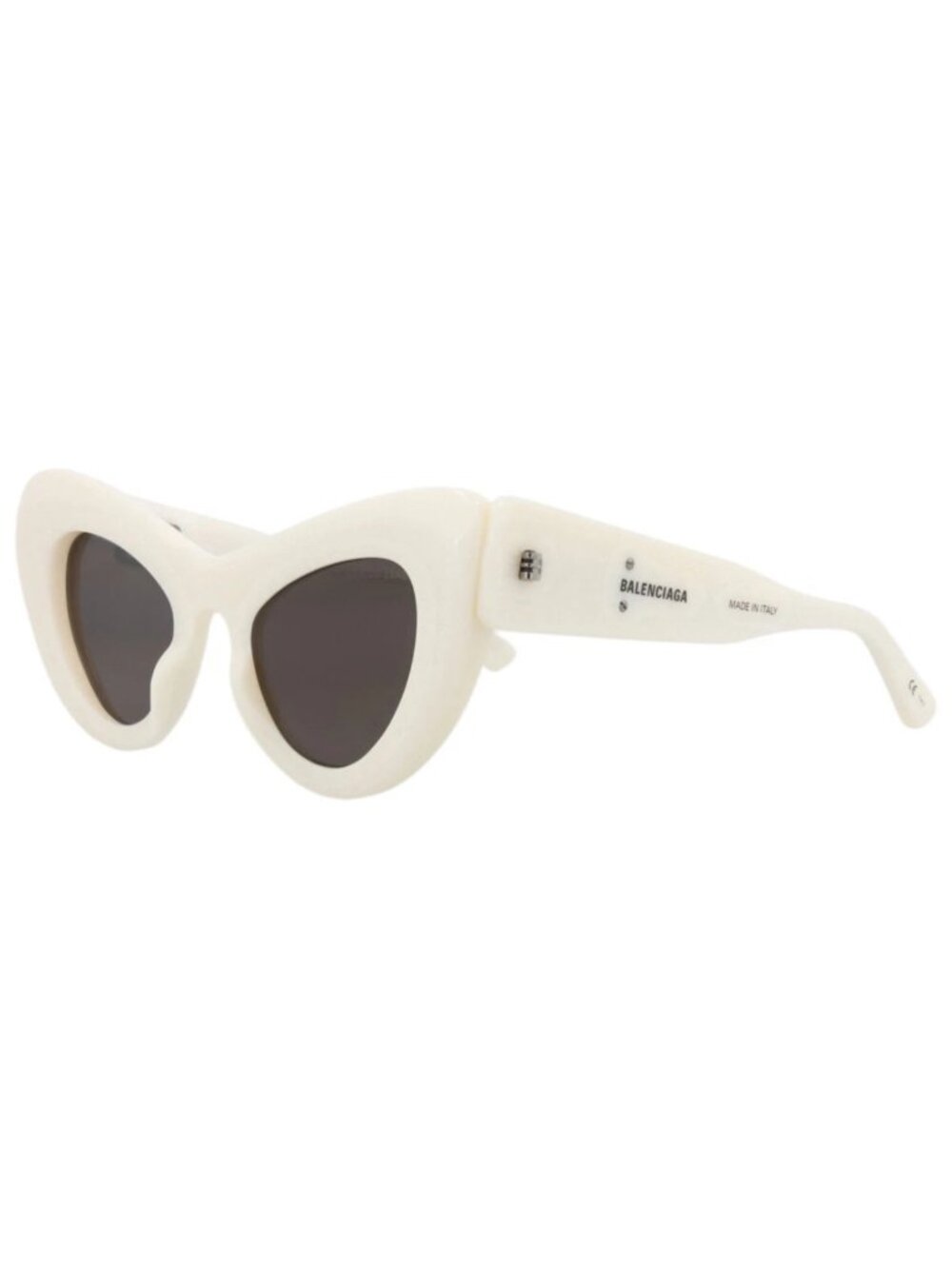 New Balenciaga Women's Sunglasses Cat Eye Acetate Frame White White Grey